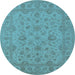 Round Oriental Light Blue Traditional Rug, urb973lblu