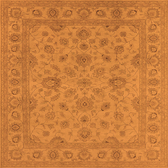 Square Machine Washable Oriental Orange Traditional Area Rugs, wshurb973org