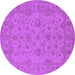 Round Oriental Purple Traditional Rug, urb973pur