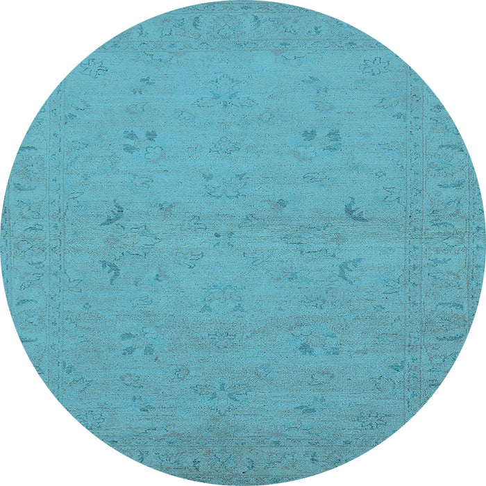 Round Oriental Light Blue Traditional Rug, urb974lblu