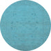 Round Oriental Light Blue Traditional Rug, urb974lblu