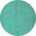 Round Oriental Turquoise Traditional Rug, urb974turq