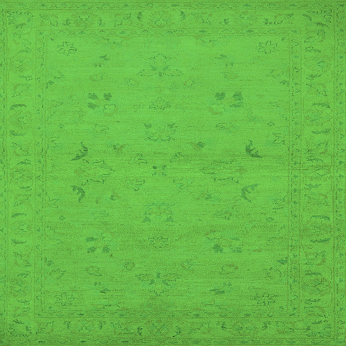 Square Machine Washable Oriental Green Traditional Area Rugs, wshurb974grn