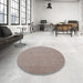Round Machine Washable Industrial Modern Rosy Brown Pink Rug in a Office, wshurb974