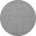 Round Machine Washable Oriental Gray Traditional Rug, wshurb974gry