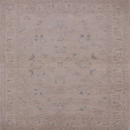 Square Mid-Century Modern Rosy Brown Pink Oriental Rug, urb974