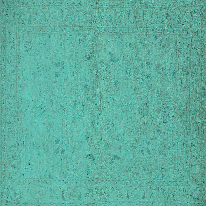 Square Machine Washable Oriental Turquoise Traditional Area Rugs, wshurb974turq