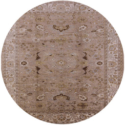 Round Machine Washable Industrial Modern Khaki Rose Pink Rug, wshurb975