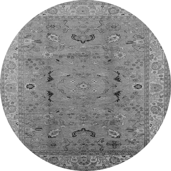Round Machine Washable Oriental Gray Traditional Rug, wshurb975gry