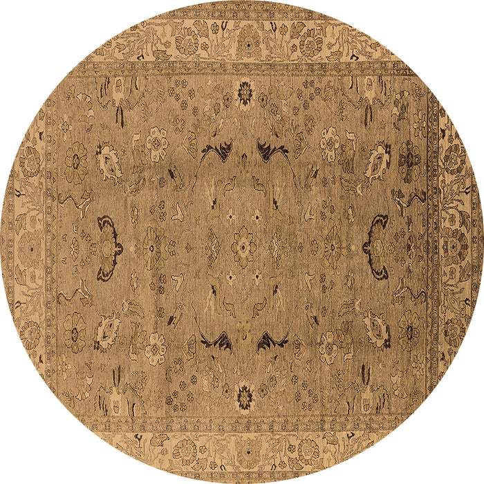 Round Oriental Brown Traditional Rug, urb975brn