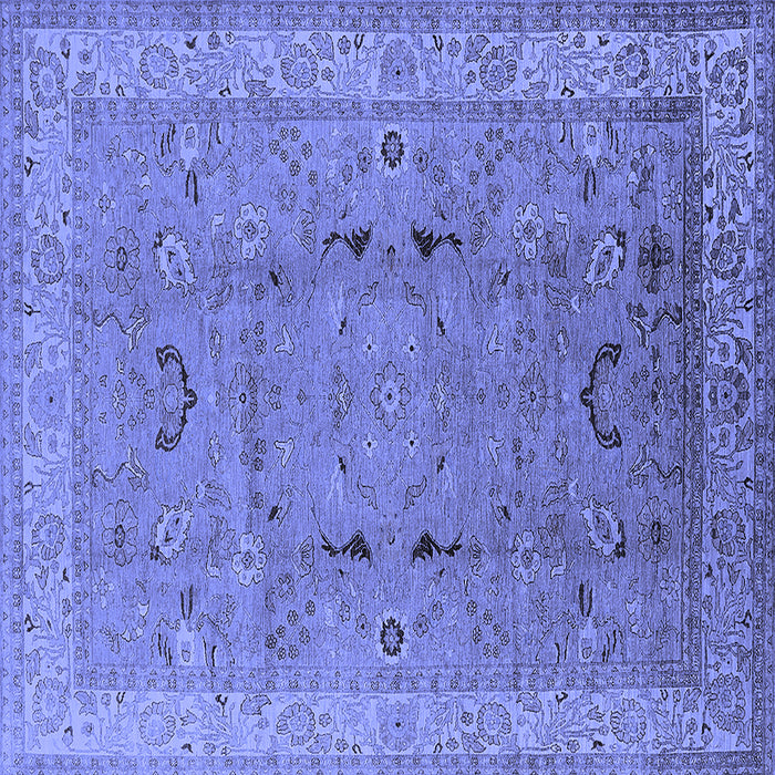 Square Machine Washable Oriental Blue Traditional Rug, wshurb975blu