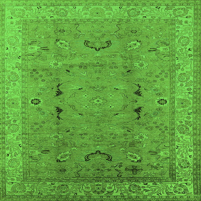 Square Oriental Green Traditional Rug, urb975grn