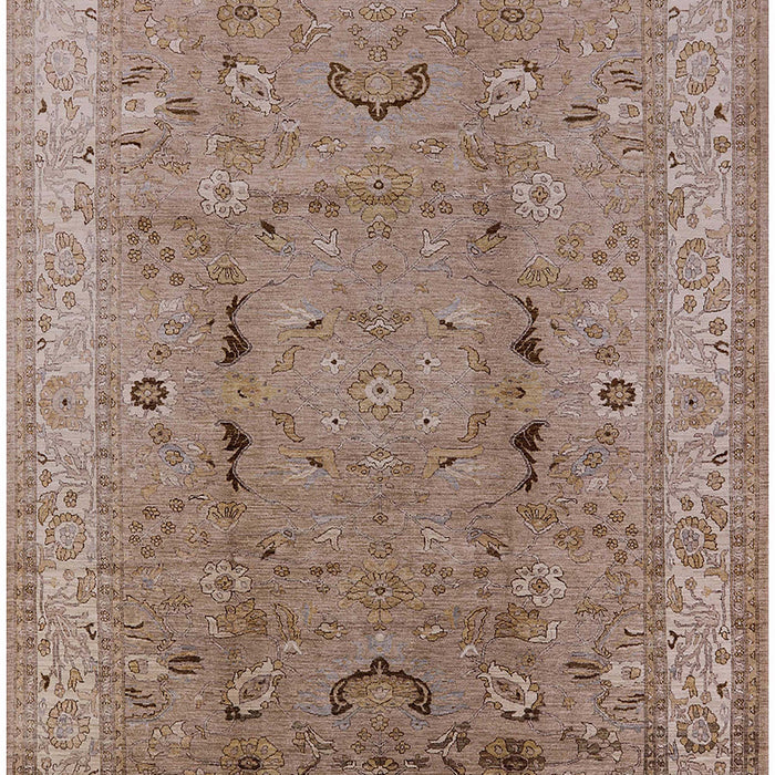 Mid-Century Modern Khaki Rose Pink Oriental Rug, urb975