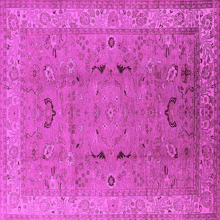 Square Machine Washable Oriental Pink Traditional Rug, wshurb975pnk