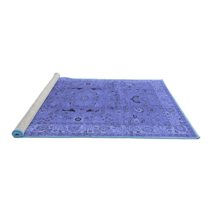 Sideview of Machine Washable Oriental Blue Traditional Rug, wshurb975blu