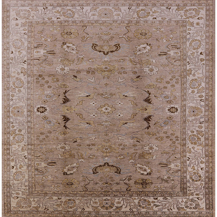 Square Machine Washable Industrial Modern Khaki Rose Pink Rug, wshurb975