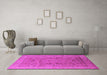 Machine Washable Oriental Pink Traditional Rug in a Living Room, wshurb975pnk