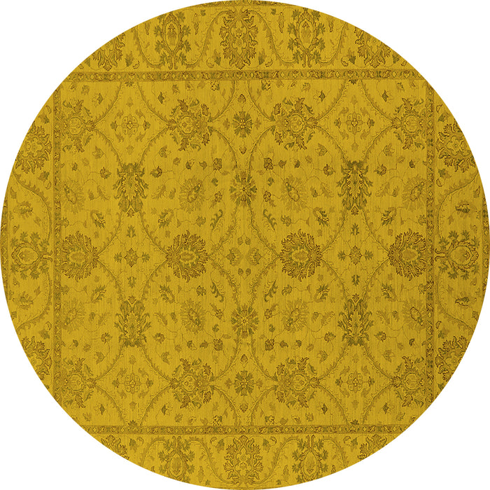Round Oriental Yellow Traditional Rug, urb976yw