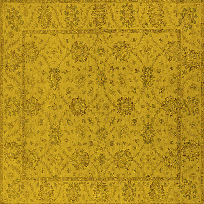 Square Machine Washable Oriental Yellow Traditional Rug, wshurb976yw