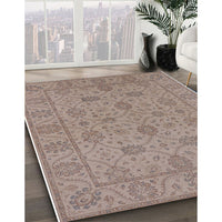 Mid-Century Modern Dark Almond Brown Oriental Rug, urb976