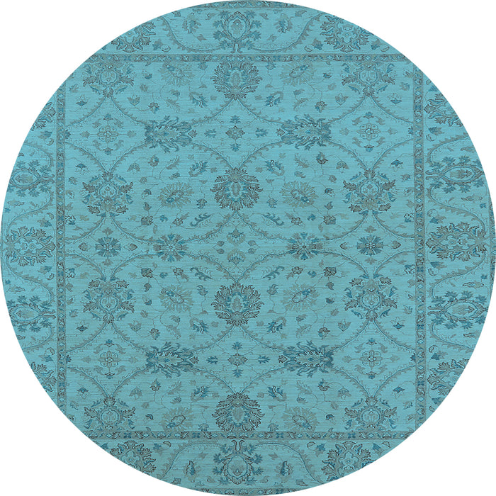 Round Oriental Light Blue Traditional Rug, urb976lblu
