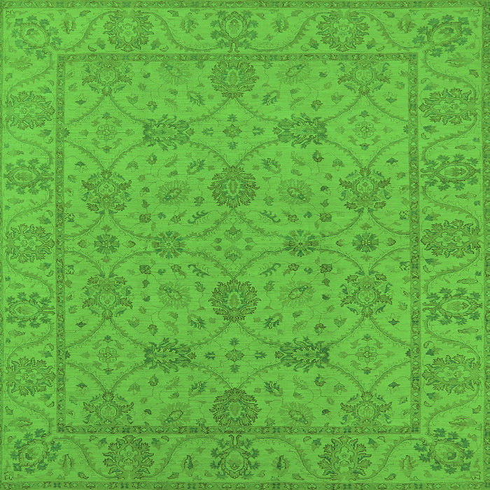 Square Machine Washable Oriental Green Traditional Area Rugs, wshurb976grn