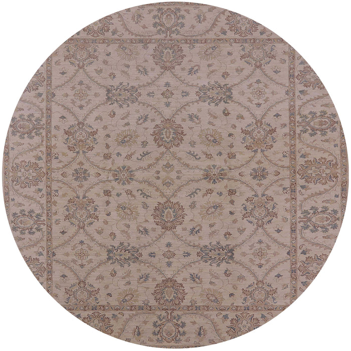 Round Mid-Century Modern Dark Almond Brown Oriental Rug, urb976