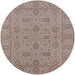 Round Mid-Century Modern Dark Almond Brown Oriental Rug, urb976