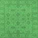 Square Machine Washable Oriental Emerald Green Traditional Area Rugs, wshurb976emgrn