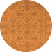 Round Oriental Orange Traditional Rug, urb976org