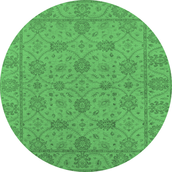 Round Oriental Emerald Green Traditional Rug, urb976emgrn