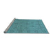 Sideview of Machine Washable Oriental Light Blue Traditional Rug, wshurb976lblu