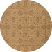 Round Oriental Brown Traditional Rug, urb976brn