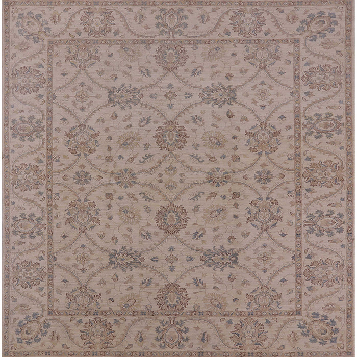 Square Mid-Century Modern Dark Almond Brown Oriental Rug, urb976