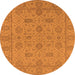 Round Machine Washable Oriental Orange Traditional Area Rugs, wshurb976org