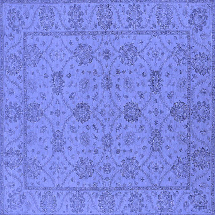 Square Machine Washable Oriental Blue Traditional Rug, wshurb976blu