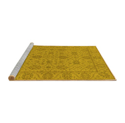 Sideview of Machine Washable Oriental Yellow Traditional Rug, wshurb976yw