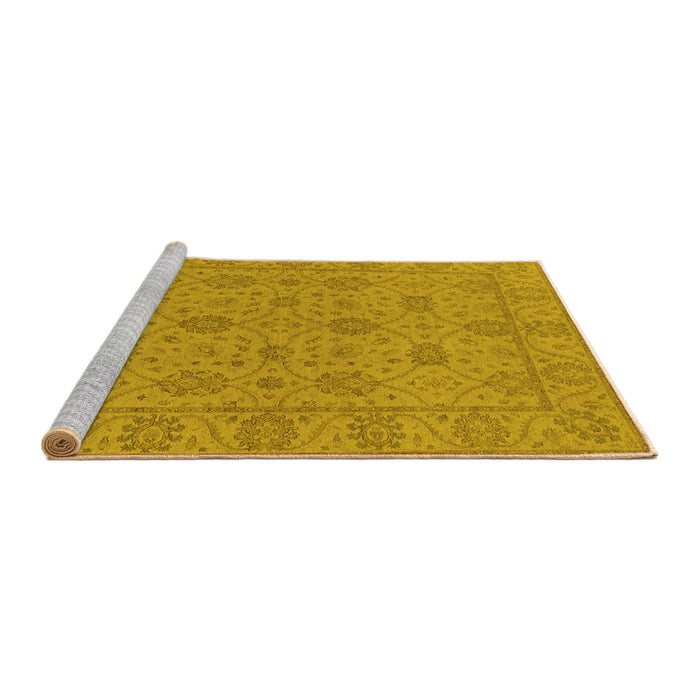 Sideview of Machine Washable Oriental Yellow Traditional Rug, wshurb976yw