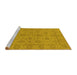 Sideview of Machine Washable Oriental Yellow Traditional Rug, wshurb976yw