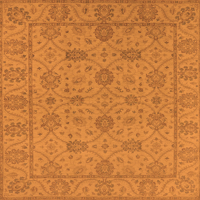 Square Machine Washable Oriental Orange Traditional Area Rugs, wshurb976org