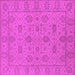 Square Machine Washable Oriental Pink Traditional Rug, wshurb976pnk