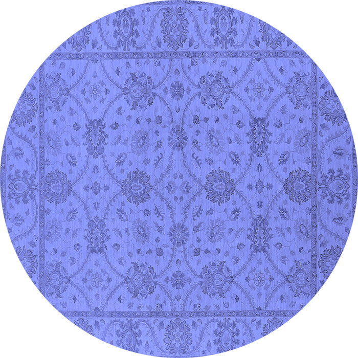 Round Oriental Blue Traditional Rug, urb976blu