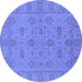 Round Oriental Blue Traditional Rug, urb976blu