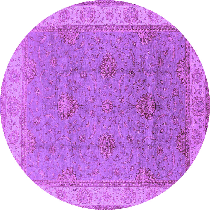 Round Oriental Purple Traditional Rug, urb977pur