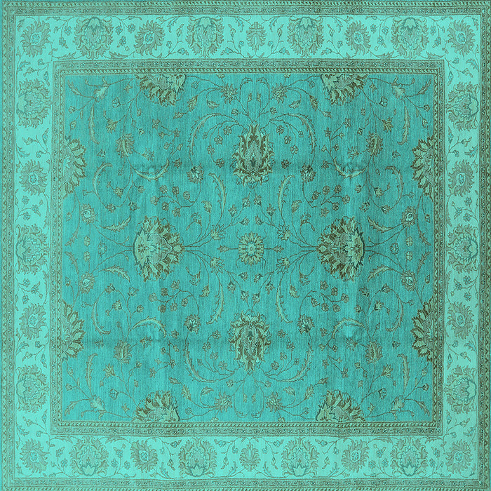 Square Oriental Turquoise Traditional Rug, urb977turq