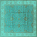 Square Oriental Turquoise Traditional Rug, urb977turq