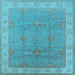 Square Machine Washable Oriental Light Blue Traditional Rug, wshurb977lblu