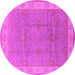 Round Machine Washable Oriental Pink Traditional Rug, wshurb977pnk