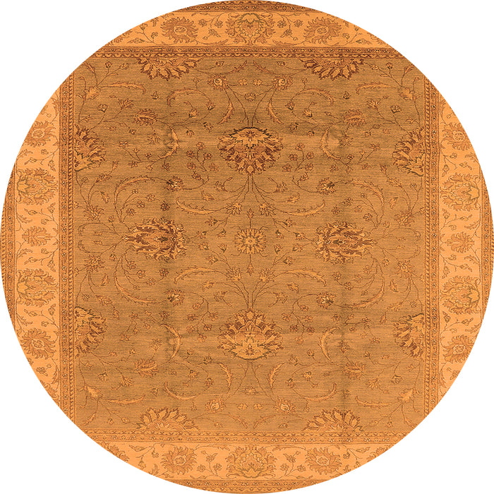 Round Oriental Orange Traditional Rug, urb977org