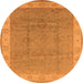 Round Oriental Orange Traditional Rug, urb977org